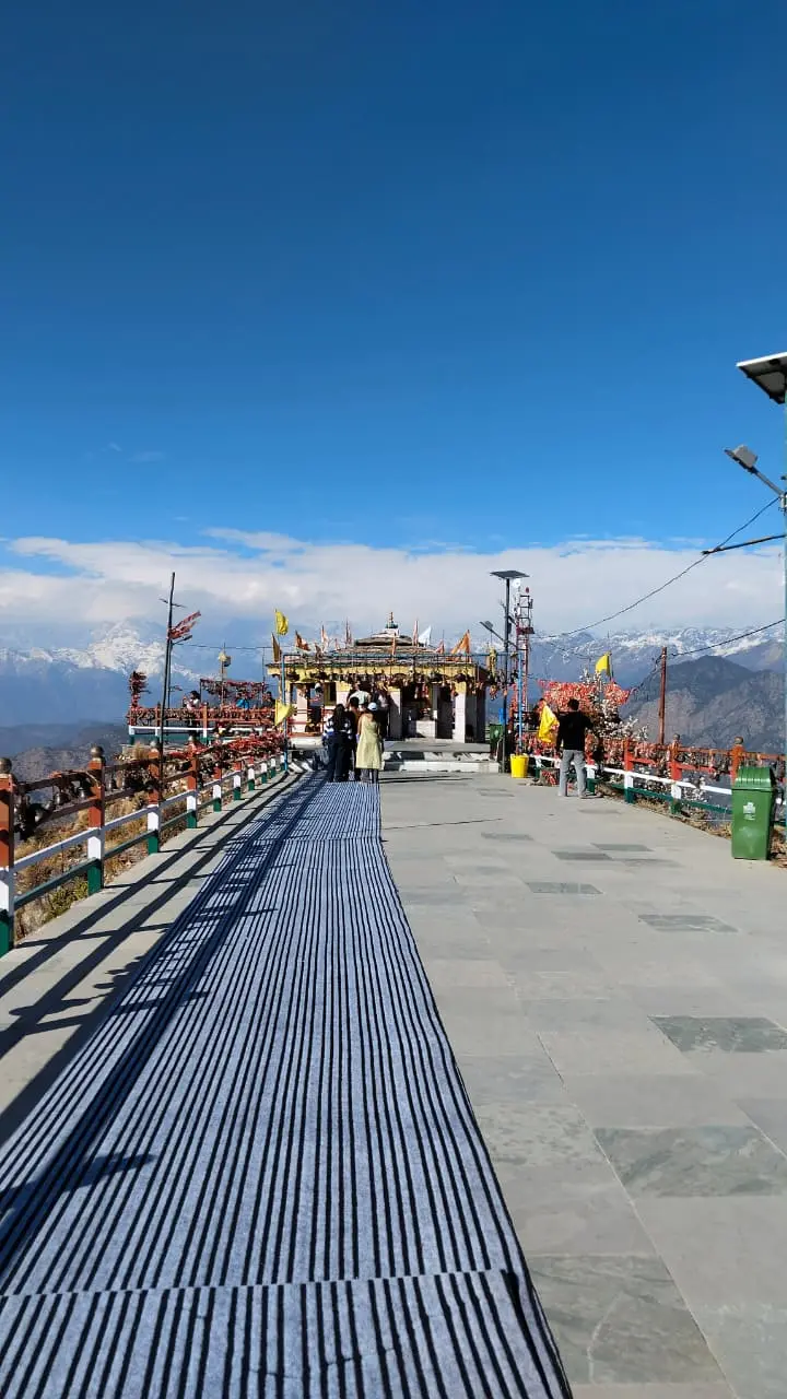 Close view of Kartik Swami Temple at summit