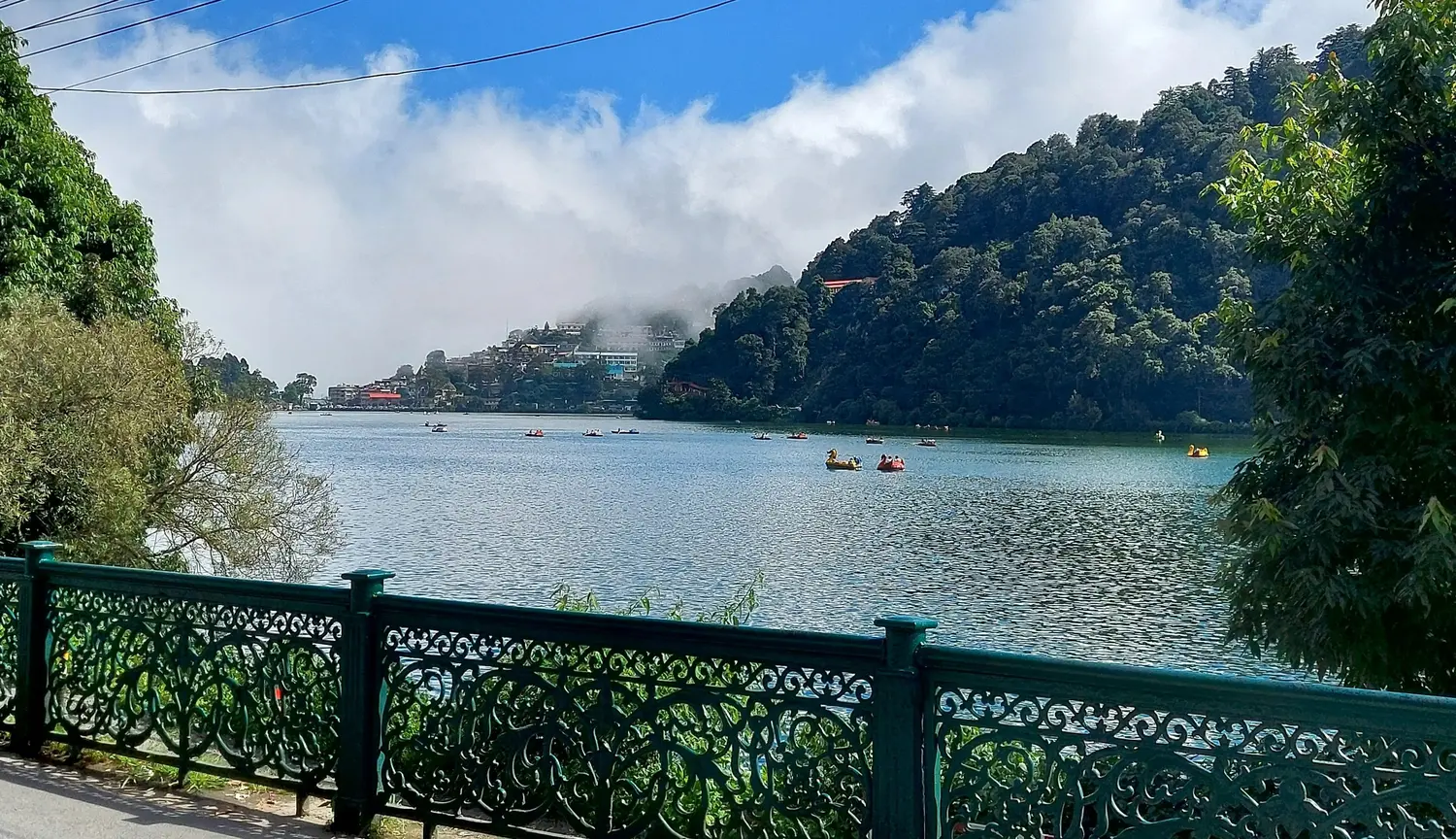 Naini Lake view surrounded by hills in Nainital